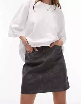 Потертая серая юбка с застежкой-молнией в стиле 90-х годов Topshop