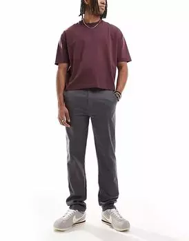 Потертые брюки-чиносы классического кроя из хлопка «лаурито» с эластичной отделкой серого цвета Threadbare