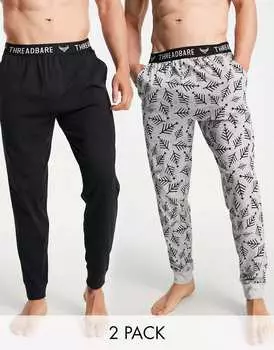 Потертые брюки для отдыха в виде папоротника серого и черного цвета