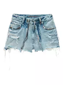 Потертые джинсовые шорты Alexander Wang, синий