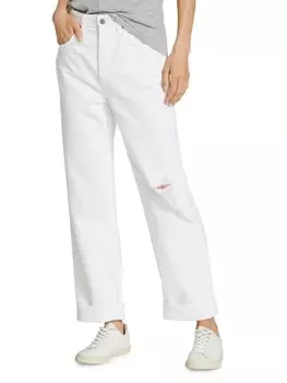 Потертые джинсы-бойфренды knoxx с высокой посадкой AG Jeans Authentic white