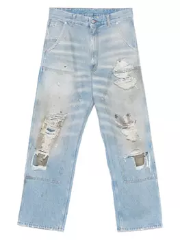 Потертые джинсы MM6 Maison Margiela, синий