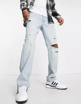 Потертые джинсы прямого кроя ASOS DESIGN Cone Mill Denim