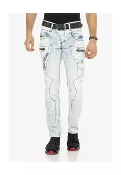 Потертые джинсы прямого кроя с расшитыми швами CIPO & BAXX, цвет Lightblue