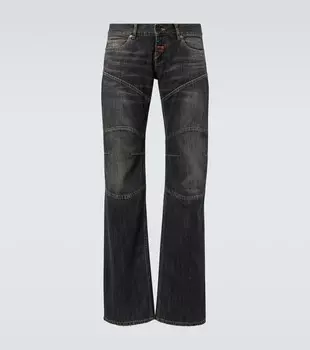 Потертые джинсы с низкой посадкой и широкими штанинами Balenciaga, Dark Grey
