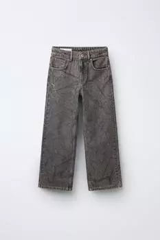 Потертые джинсы с прямыми штанинами ZARA, серый