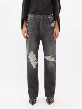 Потертые джинсы широкого кроя Balenciaga, черный