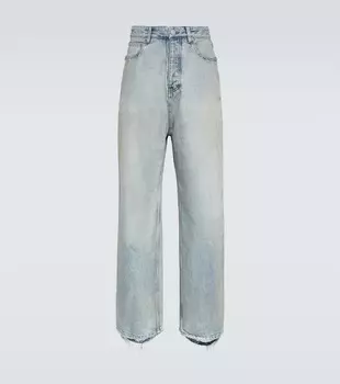 Потертые джинсы широкого кроя Balenciaga, синий
