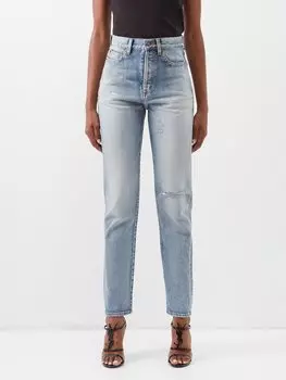 Потертые джинсы скинни Saint Laurent, синий