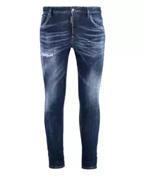 Потертые джинсы скинни скинни с брызгами краски Dsquared2, синий