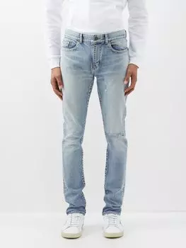 Потертые джинсы узкого кроя Saint Laurent, синий
