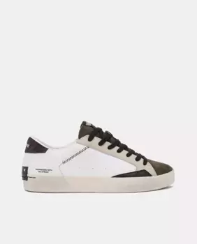 Потертые мужские низкие кожаные кроссовки в форме шлема Crime London, белый