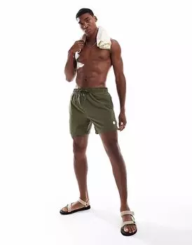 Потертые шорты для плавания из жатого хлопка цвета хаки Threadbare