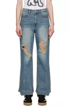 Потертые свободные прямые джинсы Open Yy, синий