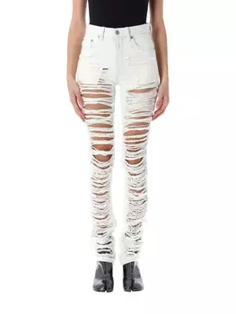 Потертые узкие джинсы MM6 Maison Margiela, синий