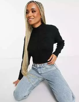 Потертый черный джемпер с высоким воротником кокосового цвета Threadbare