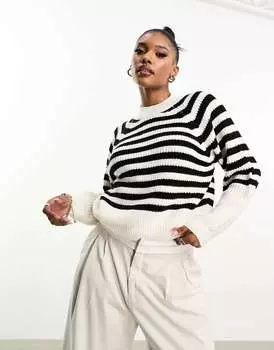 Потертый джемпер с высоким воротником Chloe в монохромную полоску Threadbare