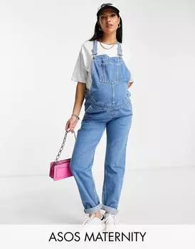 Потертый джинсовый комбинезон ASOS DESIGN Maternity 'original'