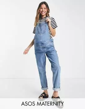 Потертый джинсовый комбинезон ASOS DESIGN Maternity 'original'