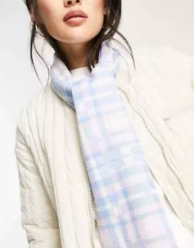 Потертый шарф в розово-синюю клетку Threadbare