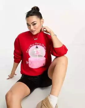 Потертый свитер с рождественским принтом красного цвета Threadbare