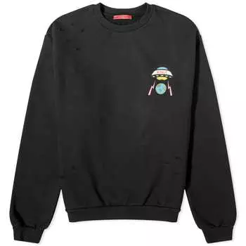 Потертый Свитшот с круглым вырезом Members of the Rage, черный