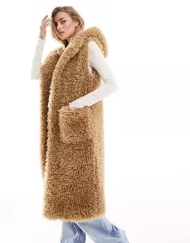 Потертый темно-серый лыжный меховой жилет с капюшоном Threadbare