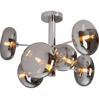 Потолочные светильники nve «Орион», 6 лампочек, лампа G9 | без лампочек, стеклянные плафоны, 6 лампочек. G9, без лампочки, хром дымчатый, D: 53см, цвет silberfarben