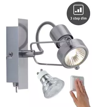 Потолочные светильники Paulmann Techno II, включая светодиодные лампы с регулируемой яркостью, 3 уровня регулировки яркости теплого белого цвета, 480 люмен каждый, что эквивалентно яркости 50 Вт, 3 ступени 100/50/10% 14102, белый