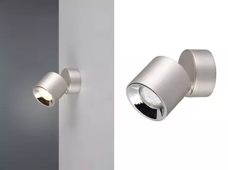 Потолочный и настенный точечный светильник Trio Guayana, 10 Вт, 1 x GU10, матовый никель (651000107)