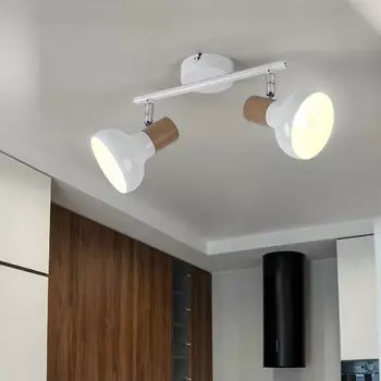 Потолочный светильник, 2 лампы, подвижные споты, белый, L 35,5 см etc-shop