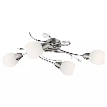 Потолочный светильник, 4 лампочки, декоративные листья, хром, L 70см Globo Lighting, серебро