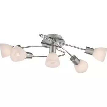 Потолочный светильник, 5 лампочек, белое стекло, никель, L 61 см Globo Lighting, серебро