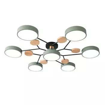 Потолочный светильник 6 + 1 головка, потолочный светильник, люстра для гостиной, зеленый Welikera