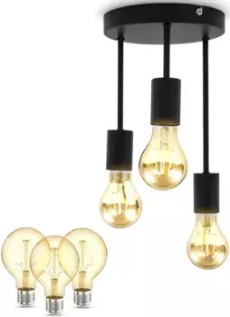 Потолочный светильник B.K.Licht, 3 лампочки, лампа E27 | Лампы можно менять 19,00 см, Высота: 31,00 см., черный