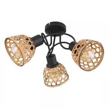 Потолочный светильник, бамбуковая сетка, черный матовый коричневый, D 46см Globo Lighting