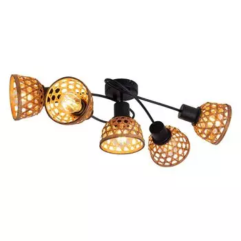 Потолочный светильник, бамбуковое плетение, натуральный, черный, L 62 см etc-shop, коричневый