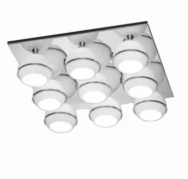 Потолочный светильник Bankamp Cara Nickel 9x G4 12V галогенный современный квадратный 7581/9-08A