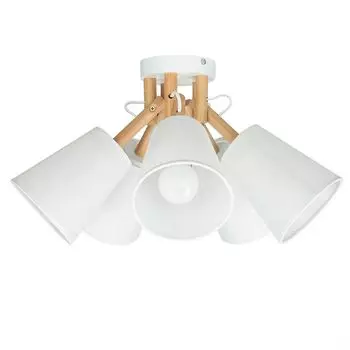 Потолочный светильник бело-кремовый E27, ткань, дерево, скандинавский потолочный светильник Licht-Erlebnisse, мультиколор