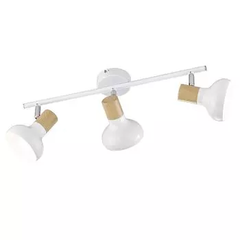 Потолочный светильник белый, дерево, регулируемые точечные светильники, L 49 см. etc-shop