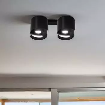 Потолочный светильник, белый металл, ширина 40 см, современный дизайн, 2x GU10, потолочный светильник для прихожей, гостиной Licht-Erlebnisse, черный