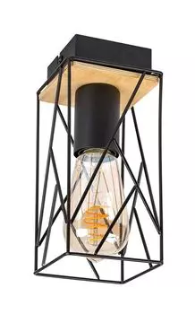 Потолочный светильник BOIRE металл/дерево черный E27 1 X макс. 40 Вт Д: 10 см В: 22 см с регулируемой яркостью Rabalux