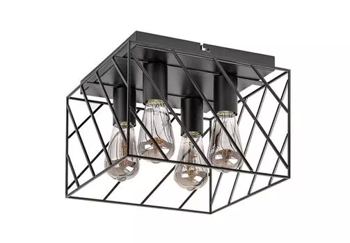 Потолочный светильник BOROO металл матовый черный металл матовый черный E27 4 X макс. 25 Вт Д: 30 см Ш: 30 см В: 21,5 см с регулируемой яркостью Rabalux