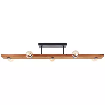 Потолочный светильник BRILLIANT Mertes, 5 лампочек, черный/дерево металл/дерево