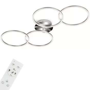 Потолочный светильник BRILONER LEUCHTEN FRAME, 36 Вт, 3600 лм, IP20, алюминий-хром, металлопластик, диммируемый, с пультом, ЦКТ, 95,8 х 53 х 10 см, серебро