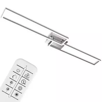 Потолочный светильник BRILONER LEUCHTEN FRAME, 40 Вт, 4400 лм, IP20, хром-алюминий, металлопластик, с регулируемой яркостью, ЦКТ, 110 х 24,8 х 7,8 см, серебро