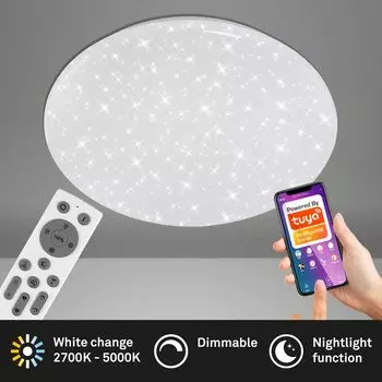 Потолочный светильник BRILONER LEUCHTEN LINK, 24 Вт, 2600 лм, IP20, белый, пластик-металл, с регулируемой яркостью, ЦКТ, 38,5 см