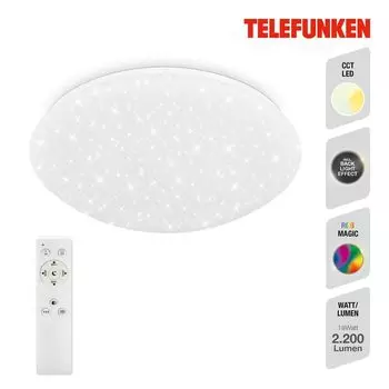 Потолочный светильник BRILONER LEUCHTEN MAGIC SKY, 19 Вт, 2200 лм, IP20, белый, пластик, с регулируемой яркостью, CCT, 38 см TELEFUNKEN