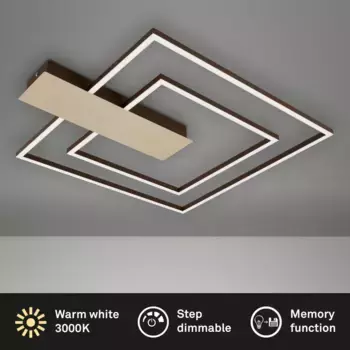 Потолочный светильник Briloner Leuchten «Потолочный светильник NICO DUO», потолочный светильник с регулируемой яркостью 25Вт 3000лм 3000К 57х48х4см золото для гостиной, цвет gold-braun