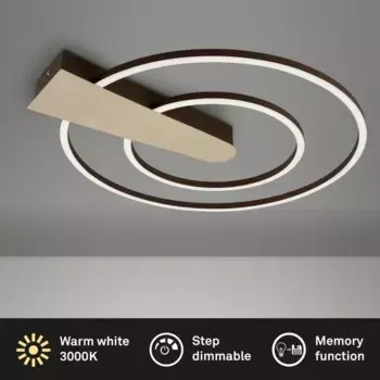 Потолочный светильник Briloner Leuchten «Потолочный светильник NICO DUO», потолочный светильник с регулируемой яркостью 25 Вт 3000 лм 3000 К 49,5 см золото для гостиной, цвет gold-braun